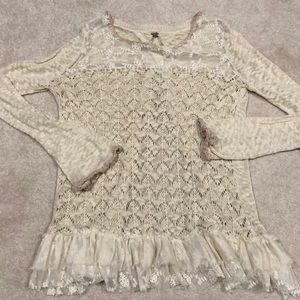 Open back lace accent sweater